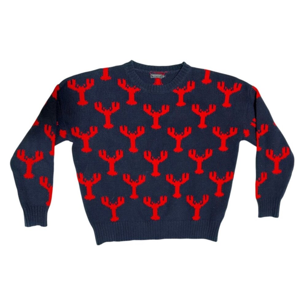 Vineyard Vines Lobster Sweater L Merino Wool Blend Preppy Oversize Color Block - Picture 1 of 6